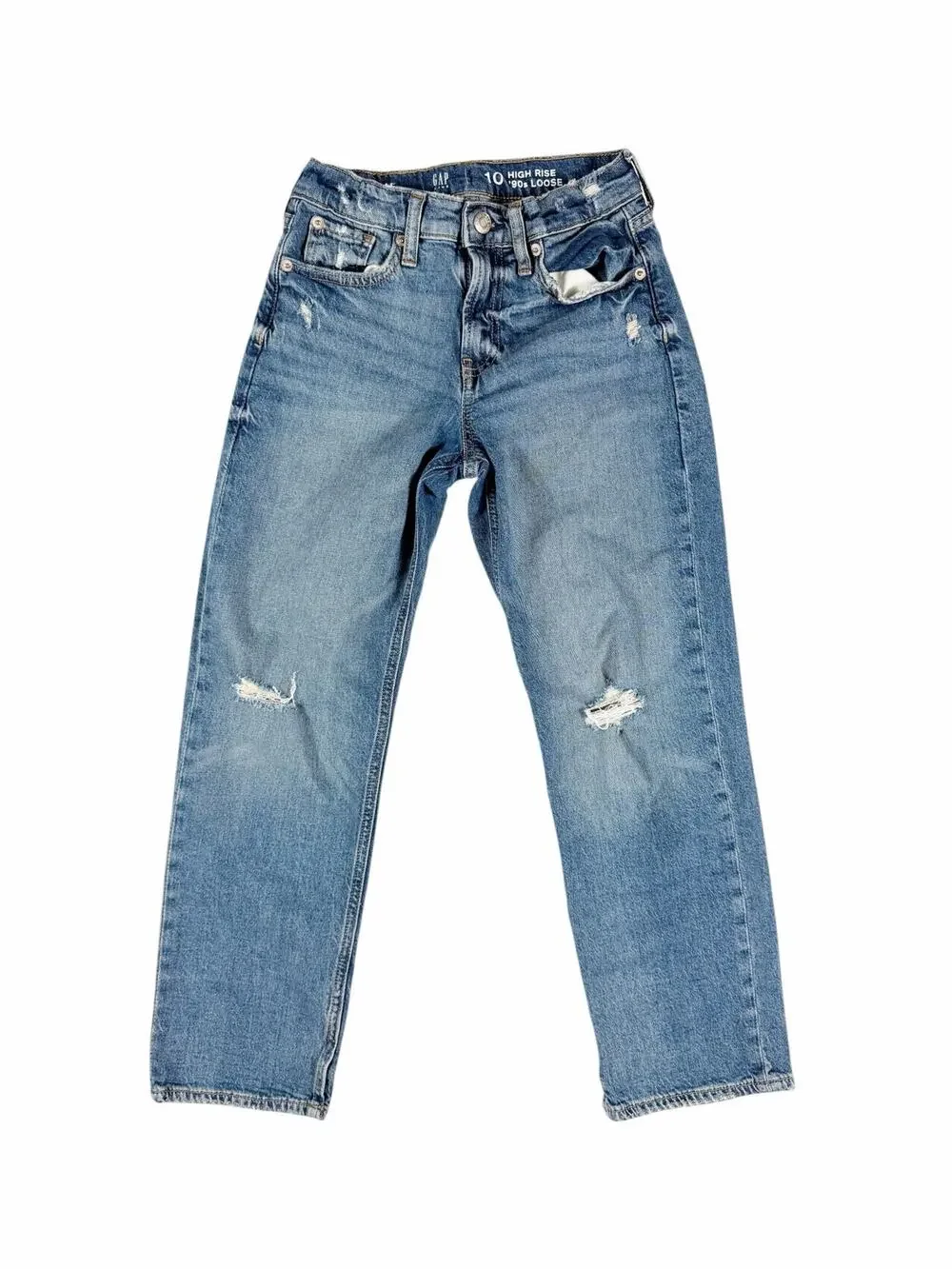 Gap Kids High Rise ’90s Loose Distressed Jeans Size 10 girls